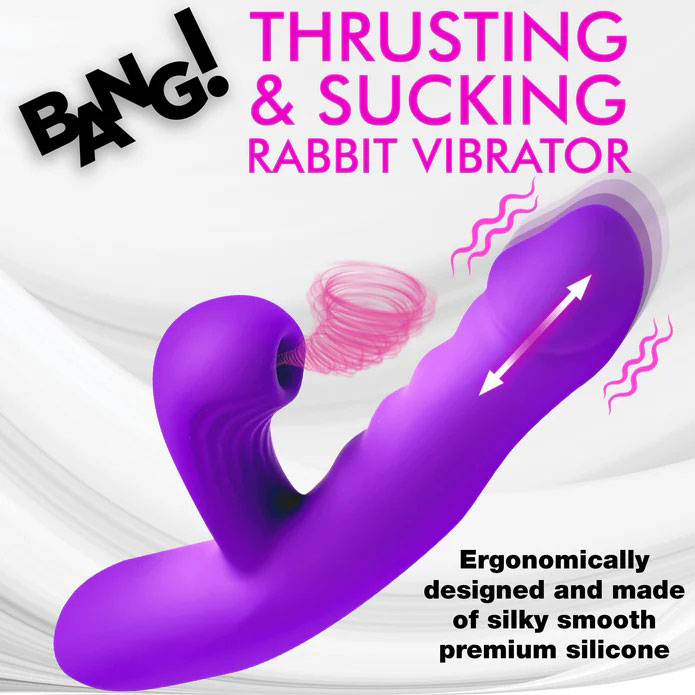 Thrusting and Sucking Rabbit Vibrator - Purple - Image 4