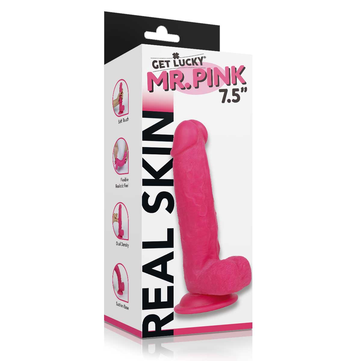 Get Lucky Real Skin Mr. Pink 7.5" Dual Layer Dildo - Image 3