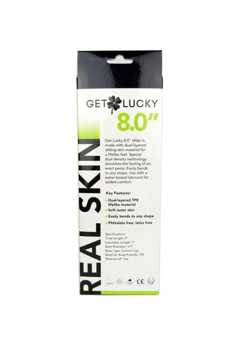 Get Lucky Real Skin 8" Dual Layer Dildo Dark Brown - Image 2
