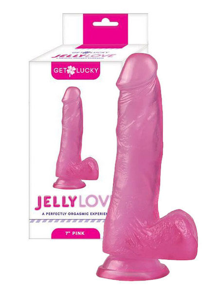 Get Lucky Jelly Love 9" Dildo - Pink - Image 3