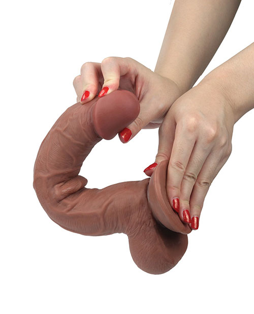 Get Lucky Real Skin 11 Dual Layer Dildo Light Brown - Image 4