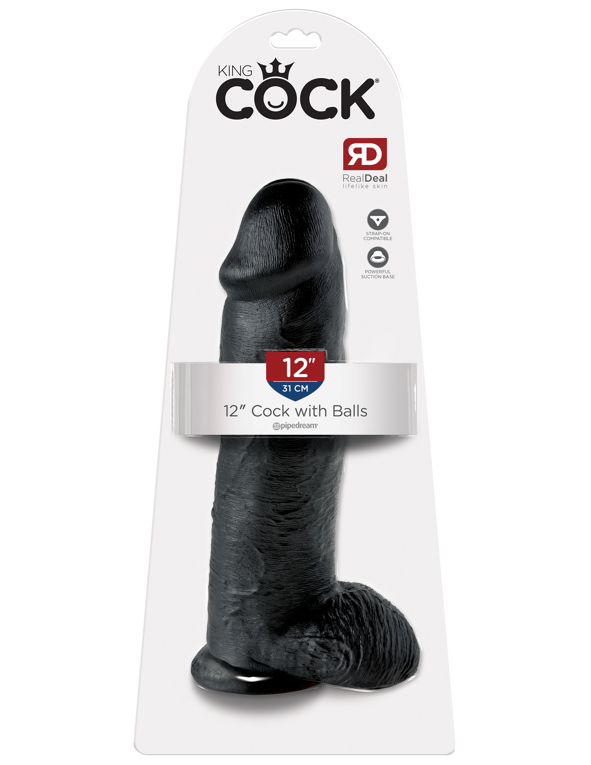 King Cock 12 Inch Cock With Balls - Black - Image 4