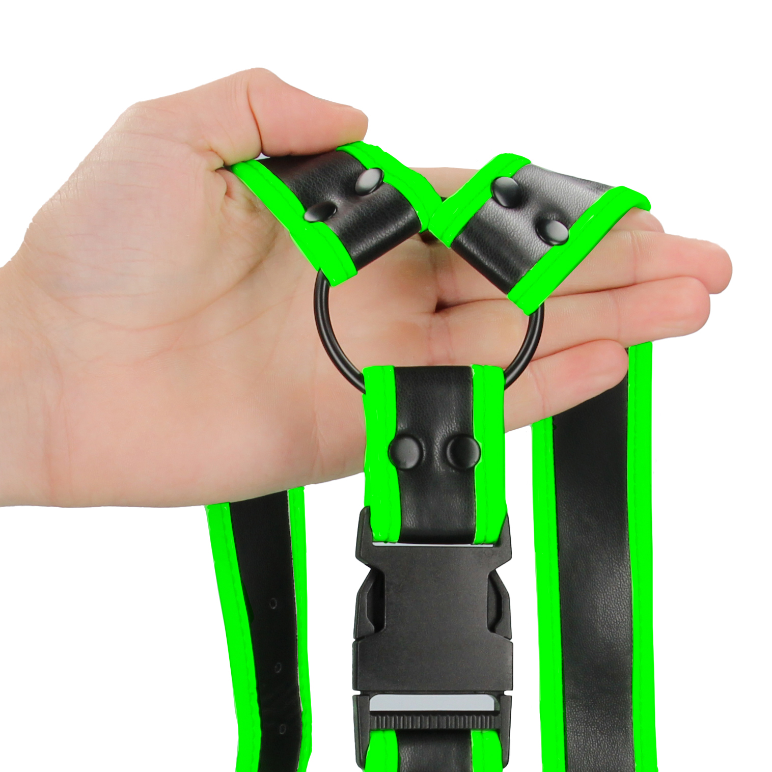Bonded Leather Buckle Harness - Large/xlarge - Glow in the Dark - Image 3