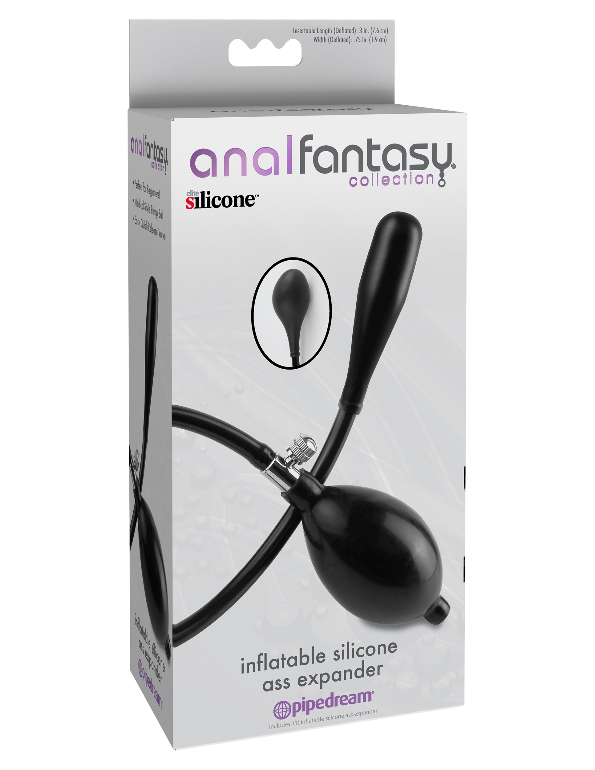 Anal Fantasy Collection Inflatable Silicone Ass Expander - Black - Image 2