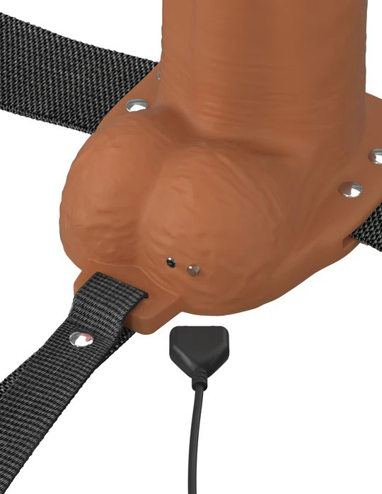 Fantasy X-Tensions Elite 6" Vibrating Hollow Silicone Strap-on - Brown - Image 3