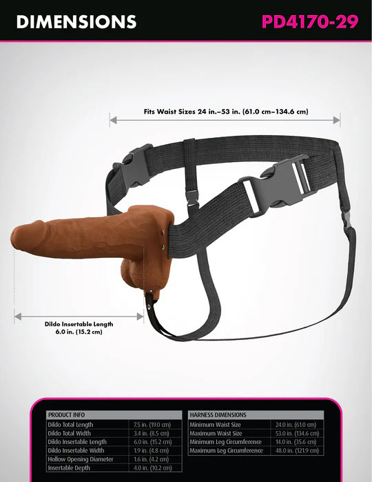 Fantasy X-Tensions Elite 6" Vibrating Hollow Silicone Strap-on - Brown - Image 4