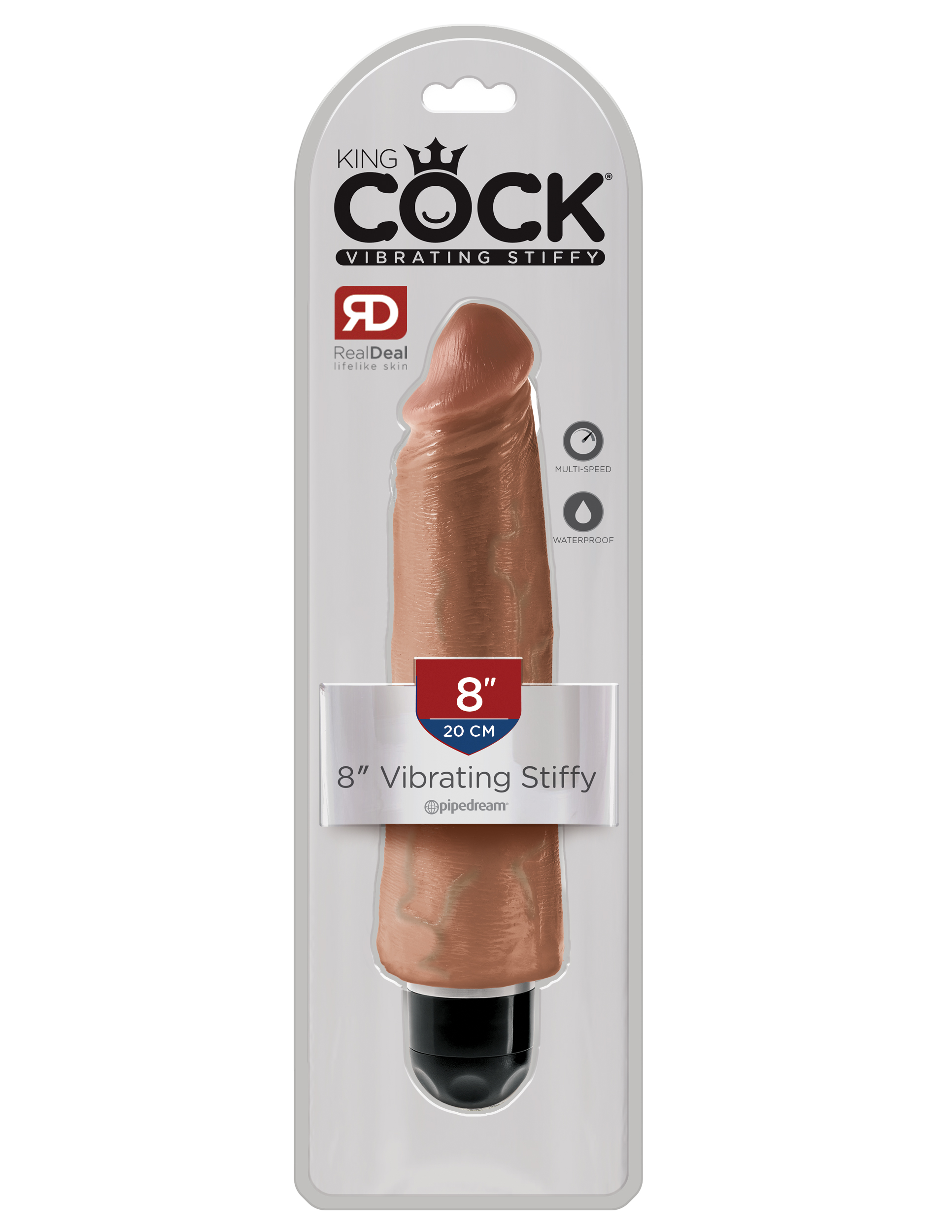 King Cock 8 Inch Vibrating Stiffy - Tan - Image 2