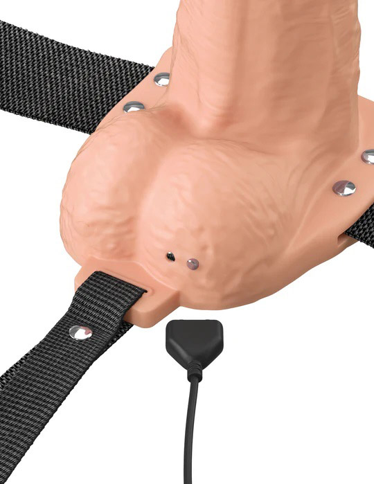 Fantasy X-Tensions Elite 6" Vibrating Hollow Silicone Strap-on - Light - Image 3