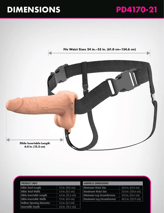 Fantasy X-Tensions Elite 6" Vibrating Hollow Silicone Strap-on - Light - Image 4