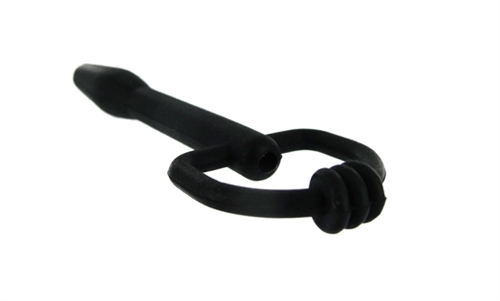 Silicone Cum Thru D Ring Penis Plug - Black - Image 2