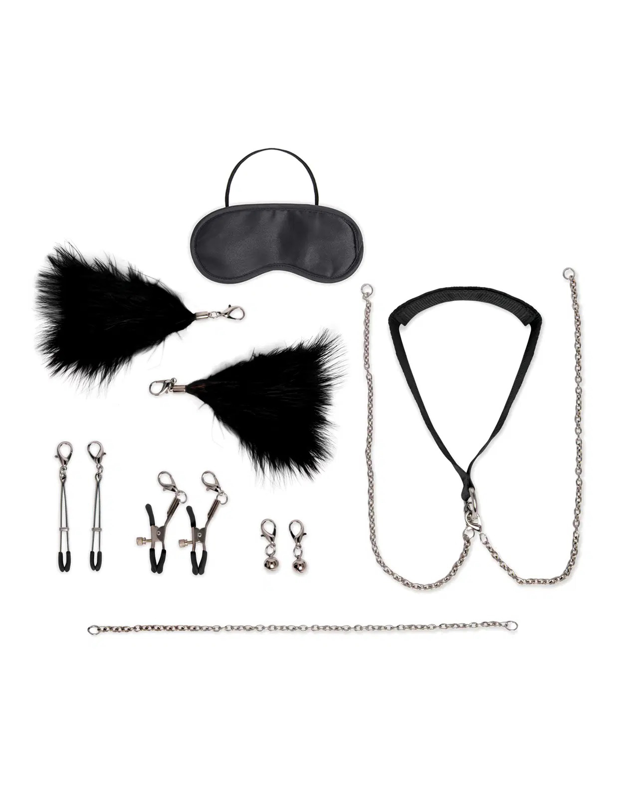 12 Pc Interchangeable Collar and Nipple Clips Set - Black - Image 4