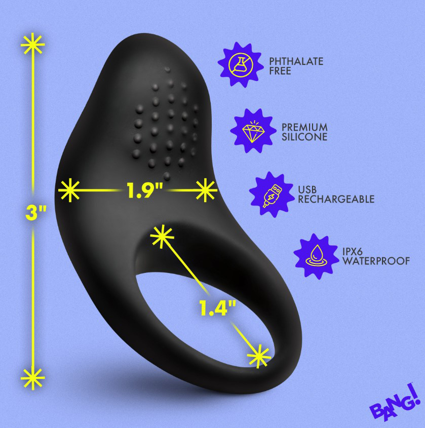 Vibrating Silicone Cock Ring - Black - Image 2