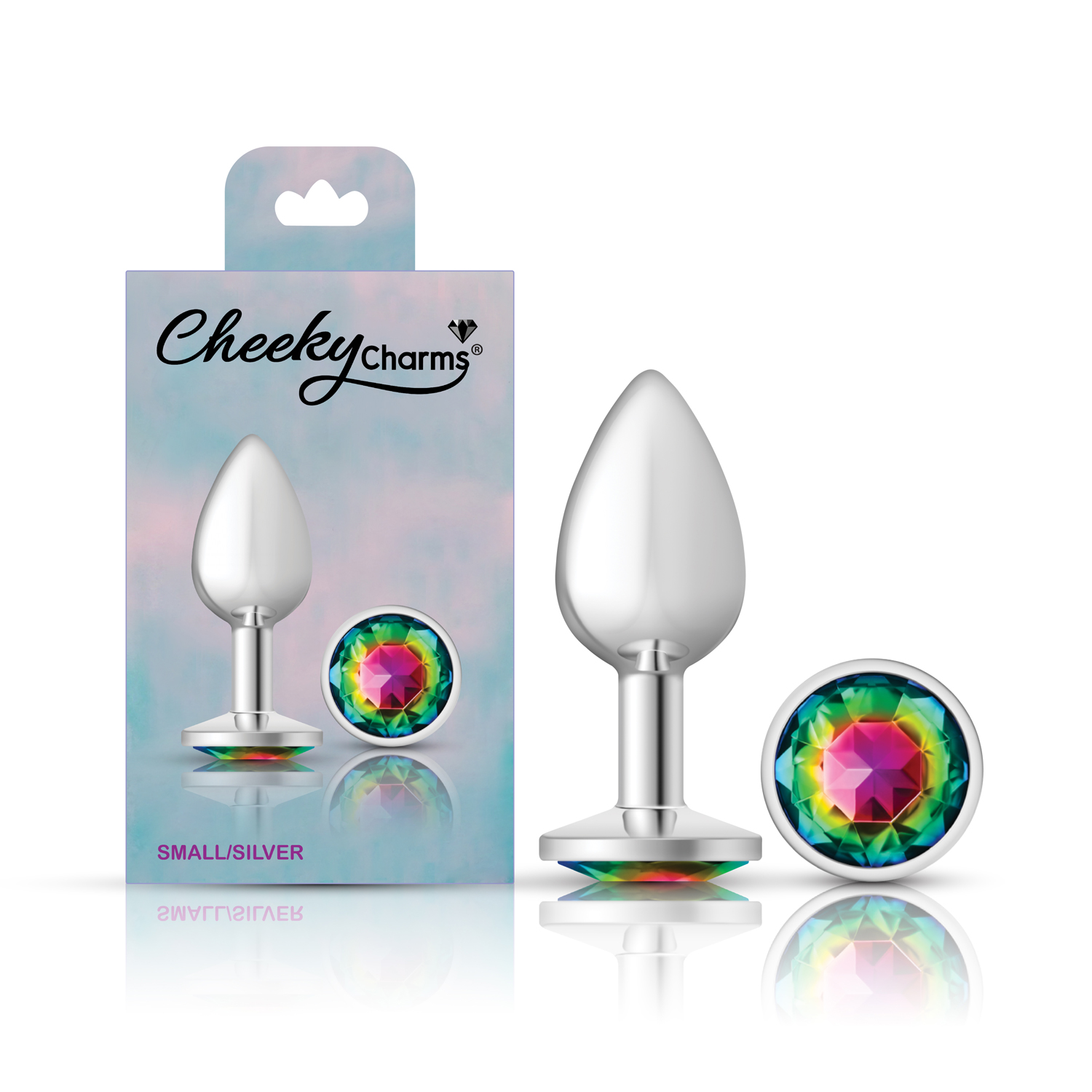 Rainbow Round Gem Silver Metal Plug - Sm - Image 5