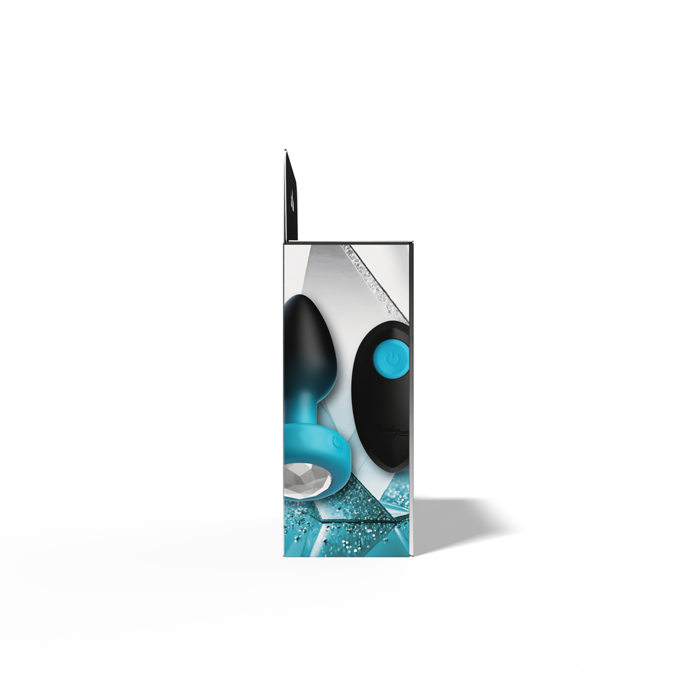 Eluxe Vibrating Clr Gem Bluombre Plug Md With Remote - Image 3