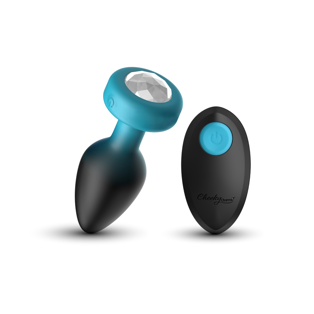 Eluxe Vibrating Clr Gem Bluombre Plug Md With Remote - Image 4