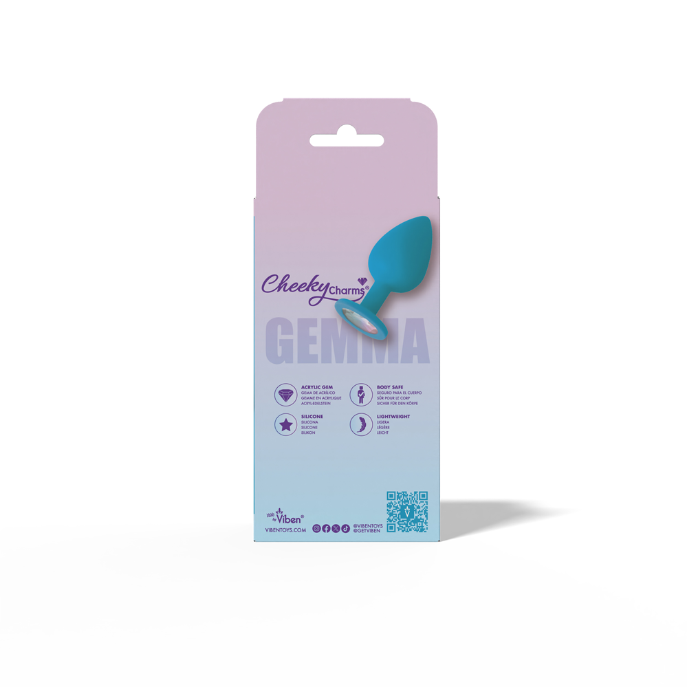 Gemma Clear Iridescent Gem Teal Silicone Plug - M - Image 3