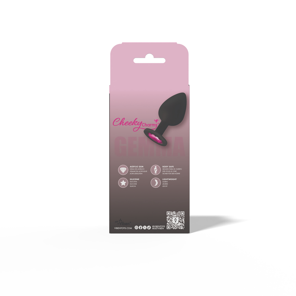 Gemma Pink Gem Black Silicone Plug - Medium - Image 3