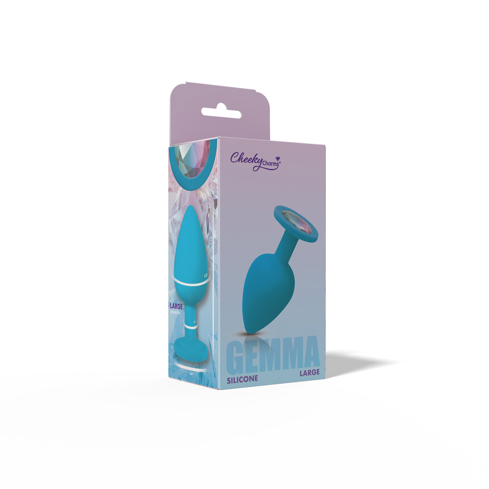 Gemma Clear Iridescent Gem Teal Silicone Plug - L - Image 2