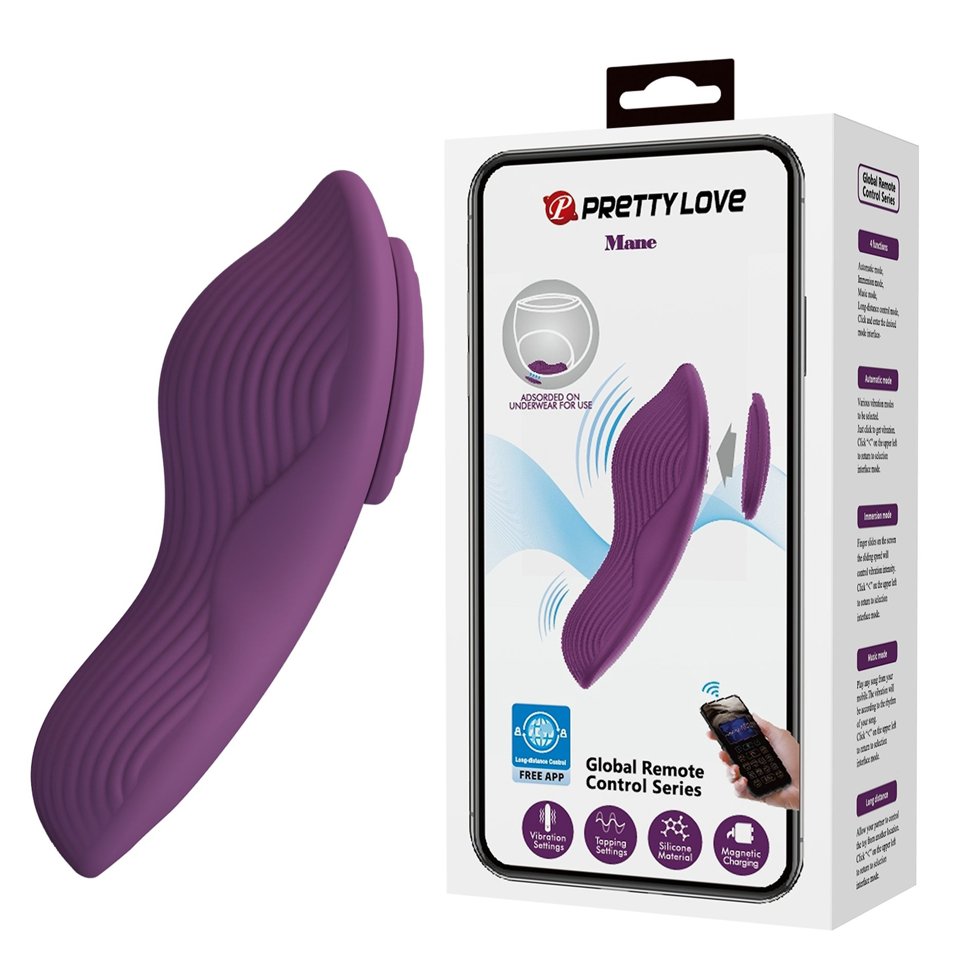 Pretty Love Mane Magnetic App-Controlled Panty Vibe - Purple - Image 5