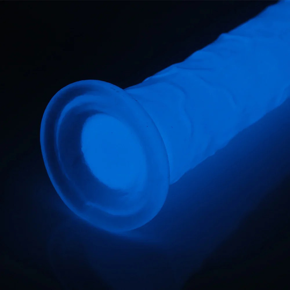 Get Lucky Glow-in-the-Dark Periwinkle Peen 8.5" Dildo - Image 4
