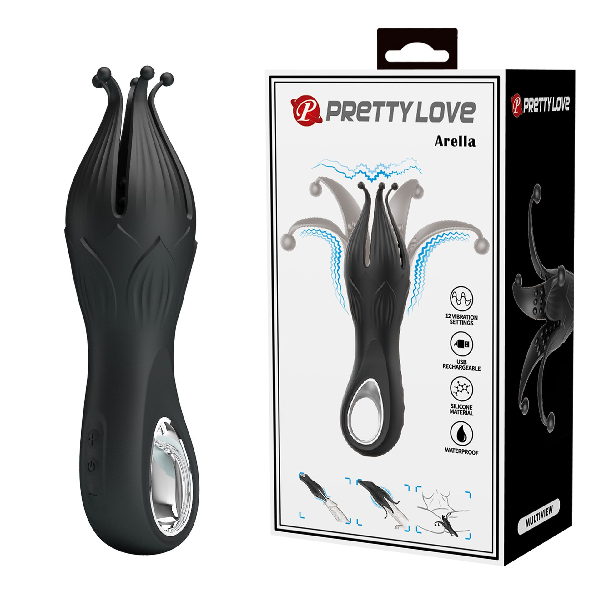 Pretty Love Arella Multi Petal Stimulator - Black - Image 5