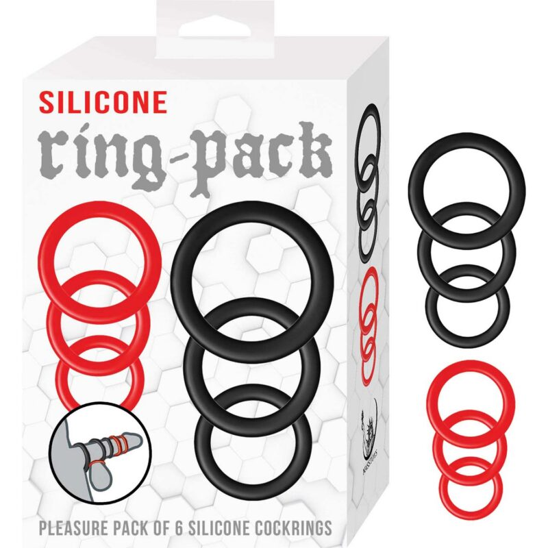 Silicone Ring Pack Red and Black - Image 3