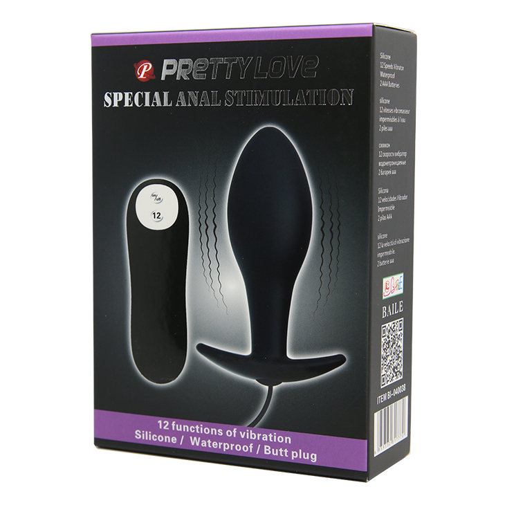 Pretty Love Vibrating Bulb Shaped Butt Plug Black
